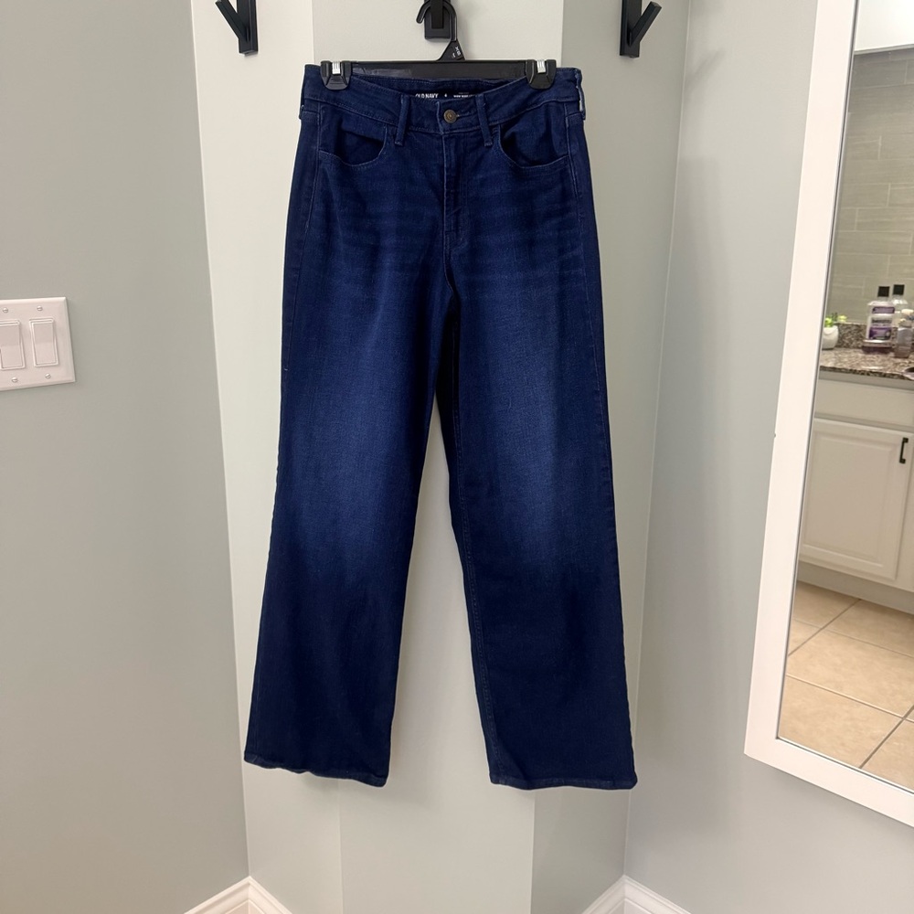 Old Navy Dark Wash High Wasted Wide Leg Jeans